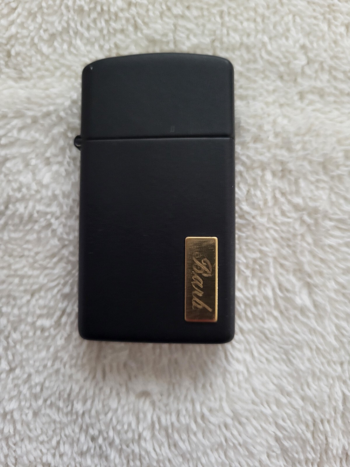 Small 2 X 1.25 Inch Black Matte Zippo Lighter Engraved “Barb”
