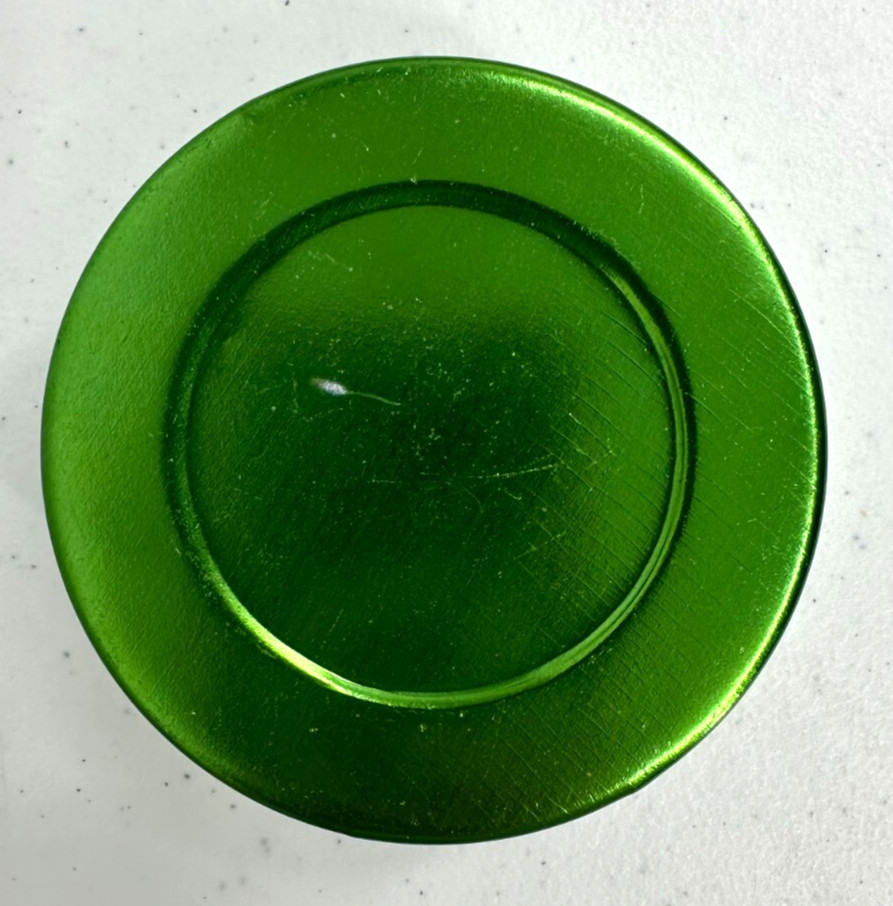 Mid-Century Modern Round Green Metalware Aluminum Ashtray With Silver Metal Lid