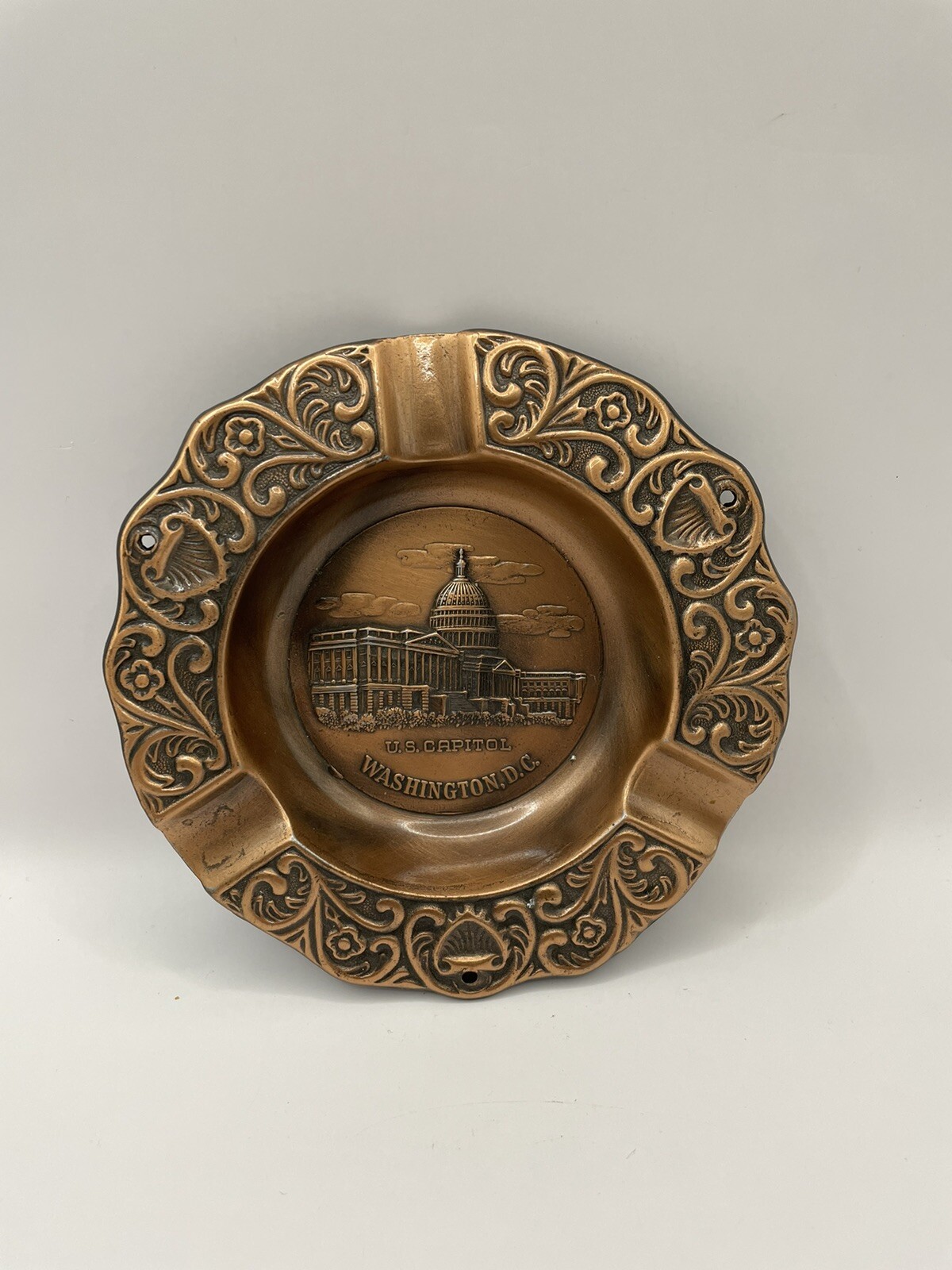 Vintage Washington DC Capitol Copper Metal Souvenir Ashtray Made USA