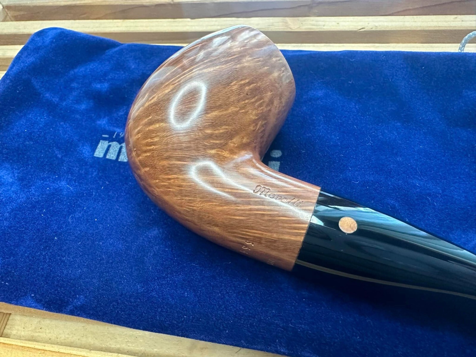 Moretti Bent natural briar pipe smooth high grade chubby handmade 301 oz.2,3