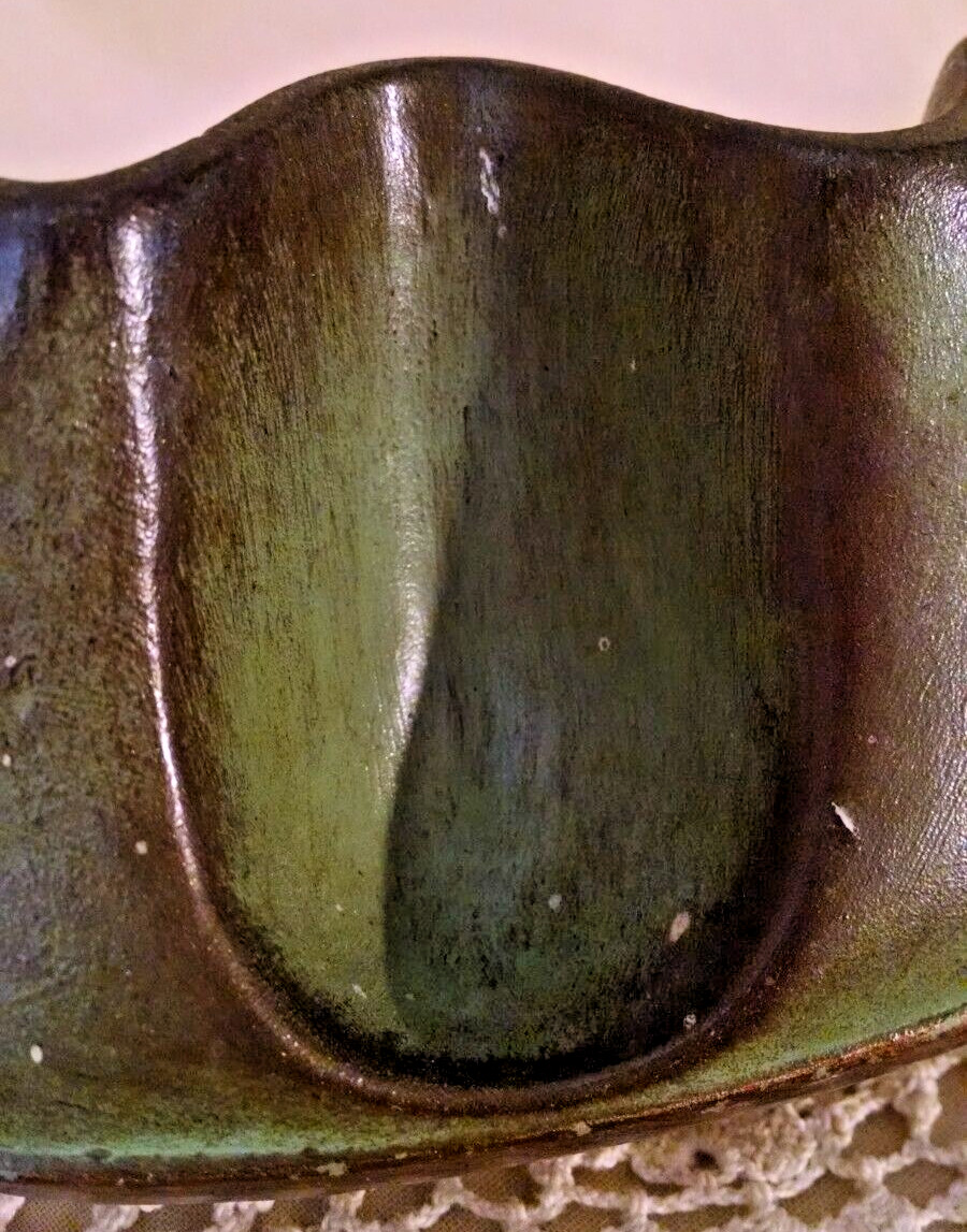 Pipe Display Holder Vintage Ceramic Green Gold Brown Felt Base Unmarked Holds 5