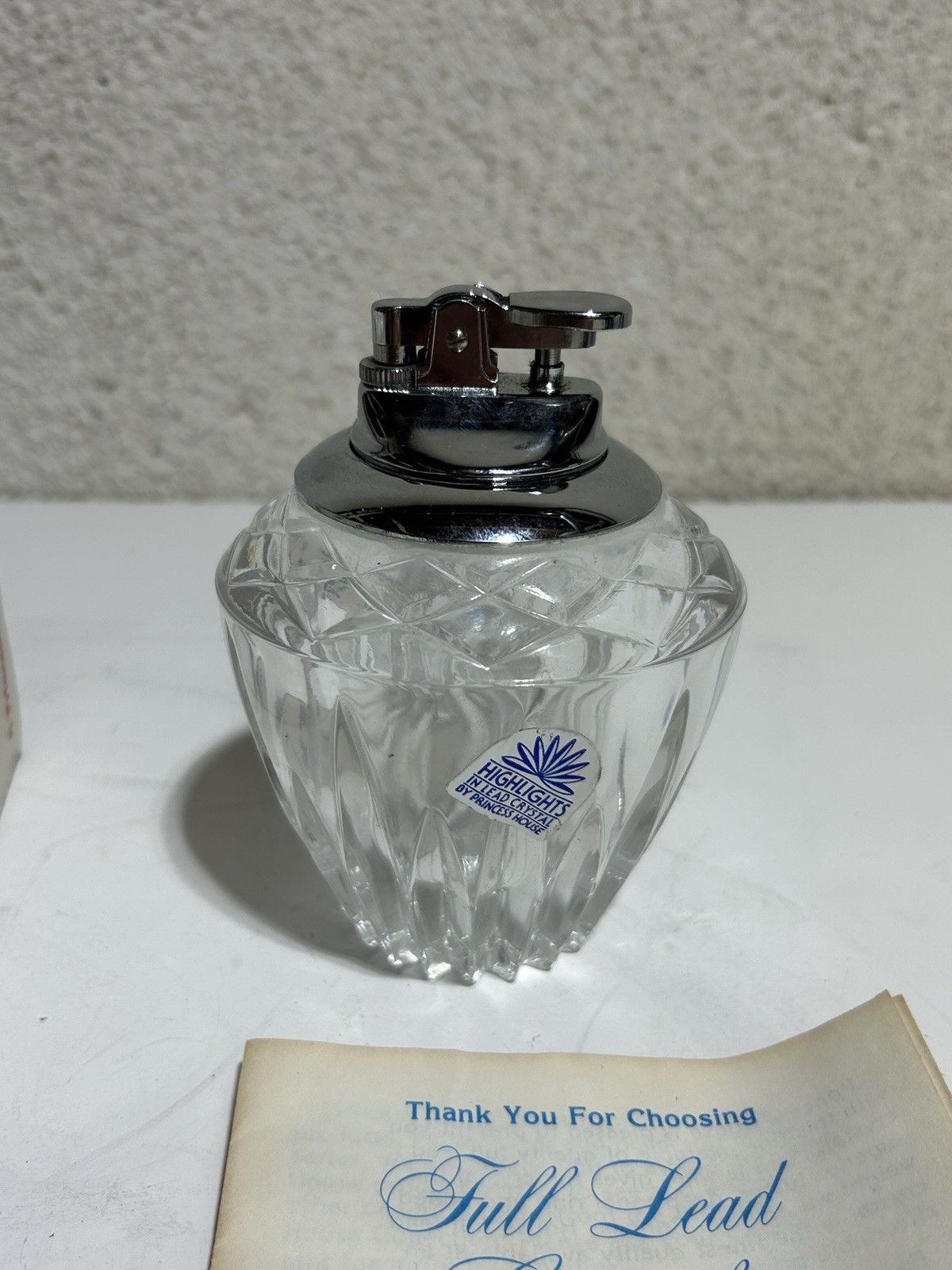 VTG NOS Princess House Leaded Cut Crystal Table Lighter Japan Royal Highlights