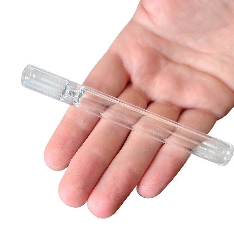 100pcs Thick Glass Cigarettes Tobacco Smoking Pipe Reusable Herb Tube Pipe 100MM