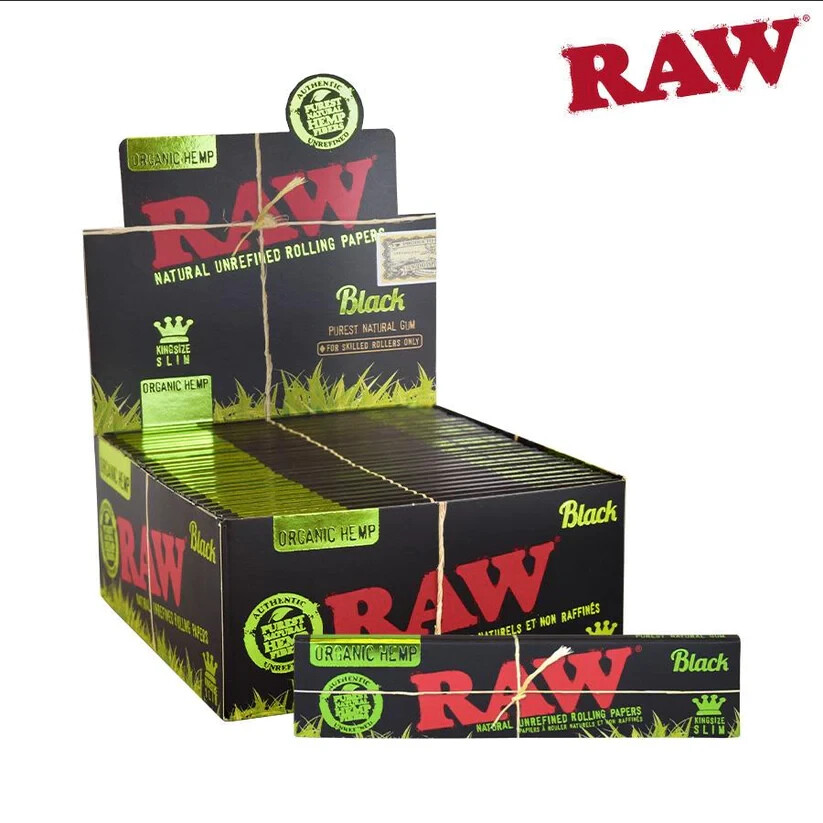 🔥RAW BLACK ORGANIC HEMP KING SIZE SLIM ROLLING PAPER 50CT – 100% Authentic