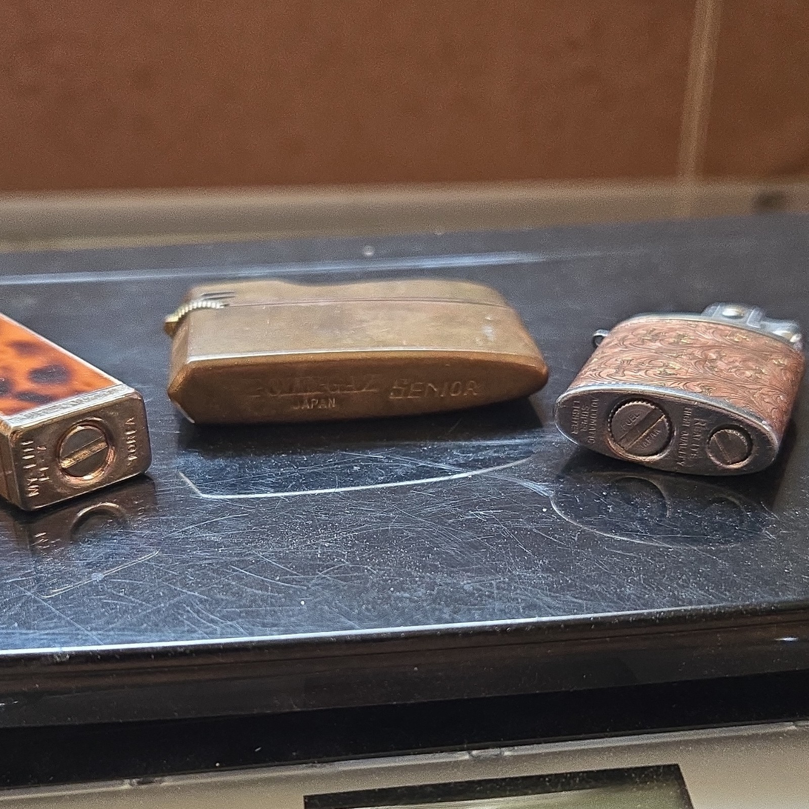 MYLITE, POLYGAZ, REALITE Lot of 3 Collectible Lighters Brown Bronze Silver