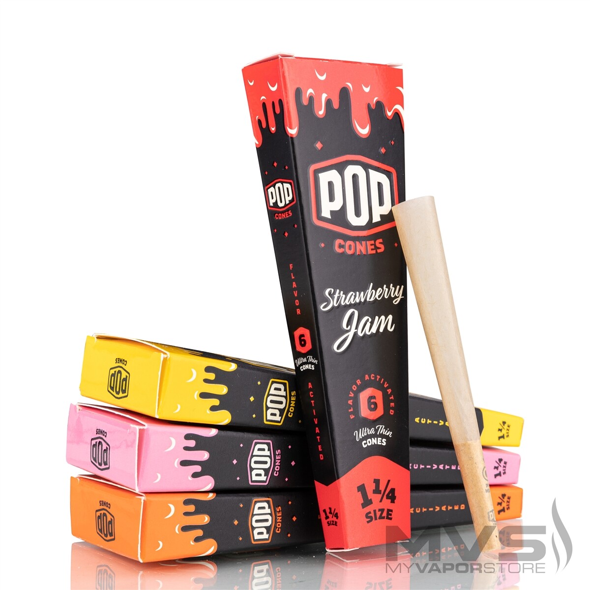 Pop Cones Unbleached Pre-Rolled Cones + Flavored Tip 1 1/4 Size Variety 24 Cones