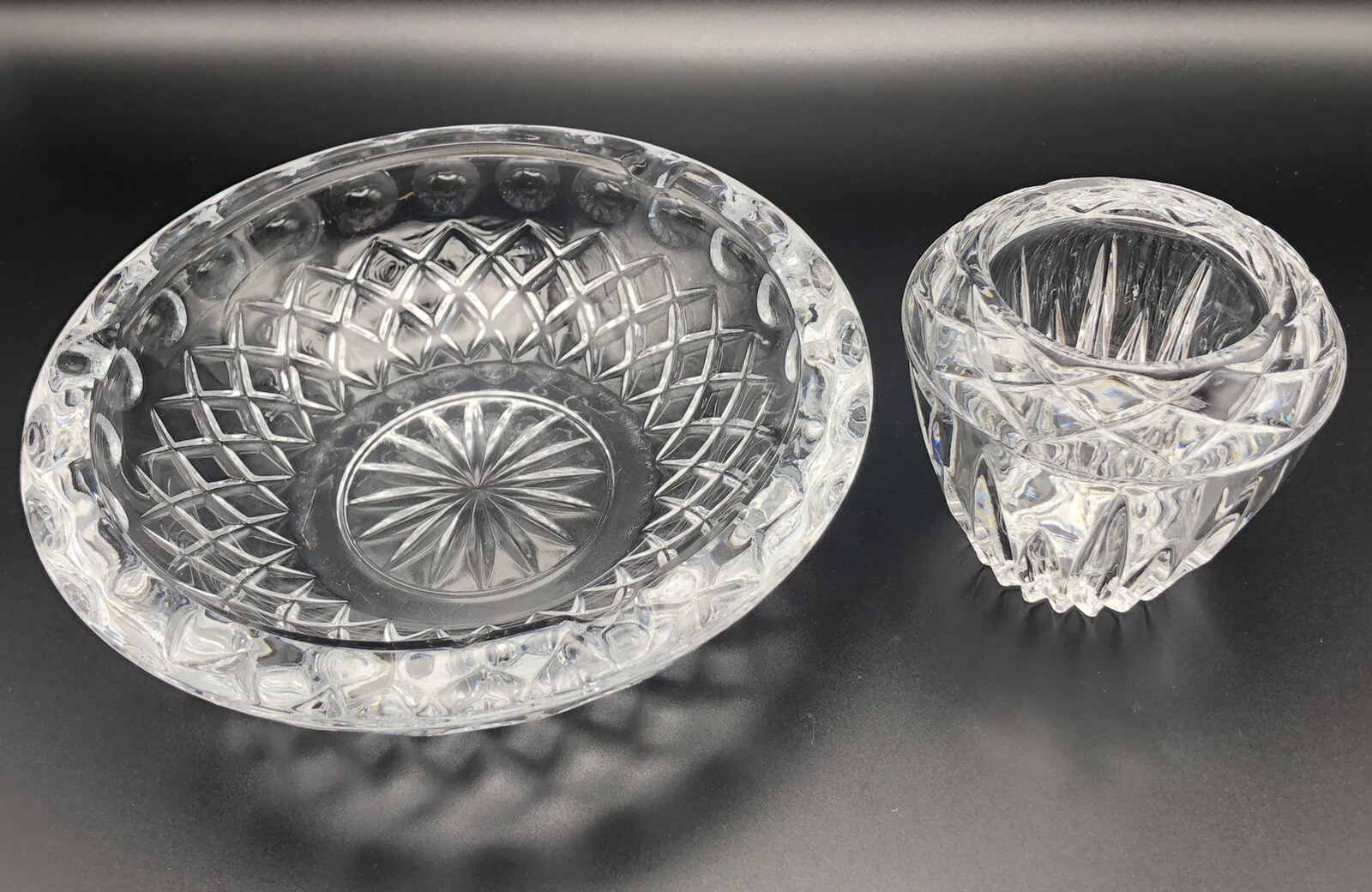 2 Piece Princess House Lead Crystal Set Ashtray/Votive Holder