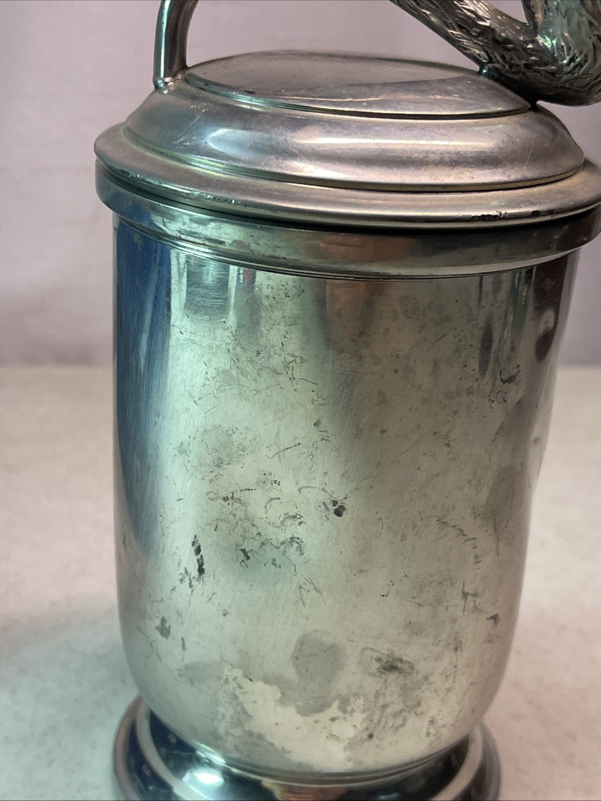 PEWTER TOBACCO JAR HANDMADE IN ENGLAND RARE