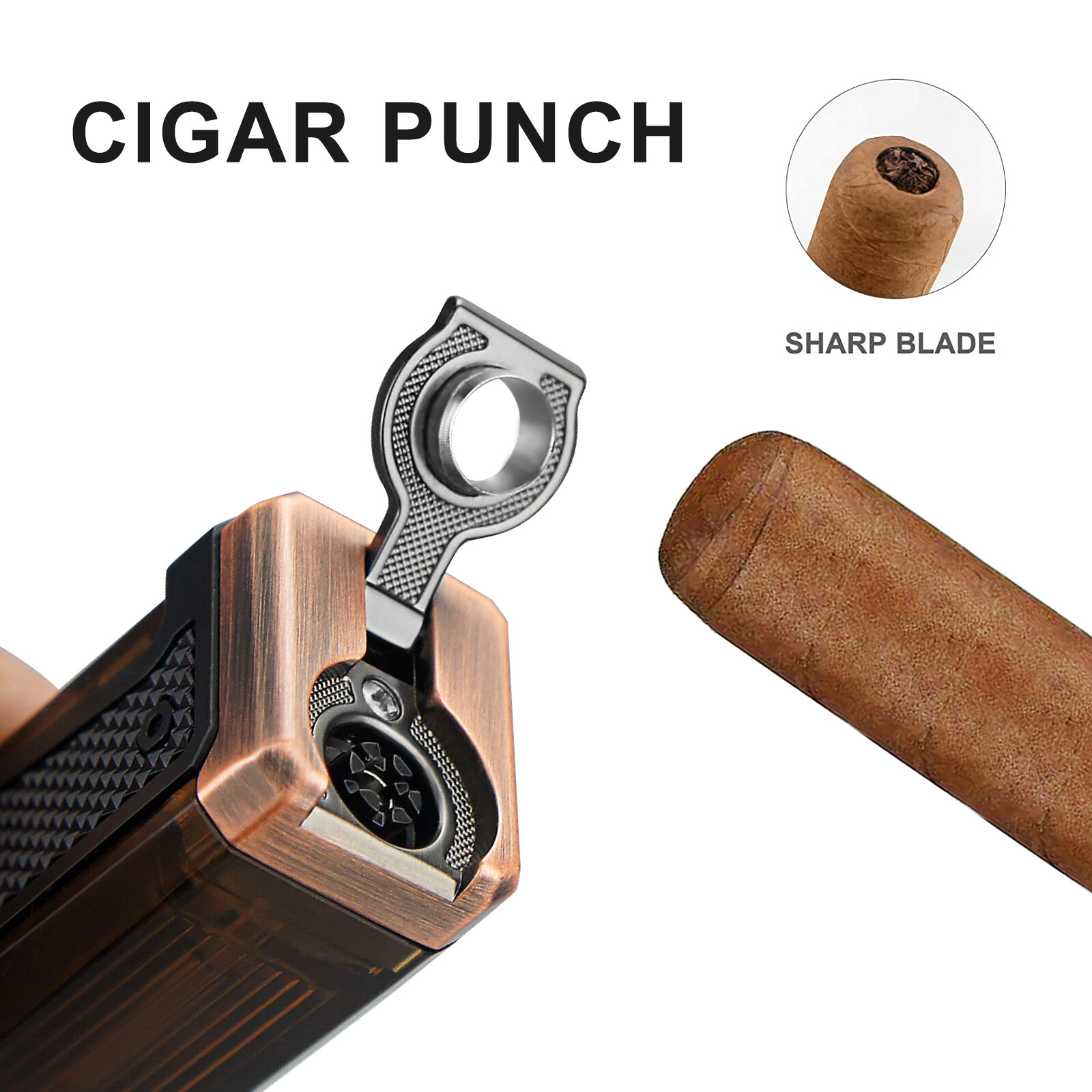 Windproof Cigar Lighters Metal Adjustable Torch Butane Lighter 3 Jet Blue Flame