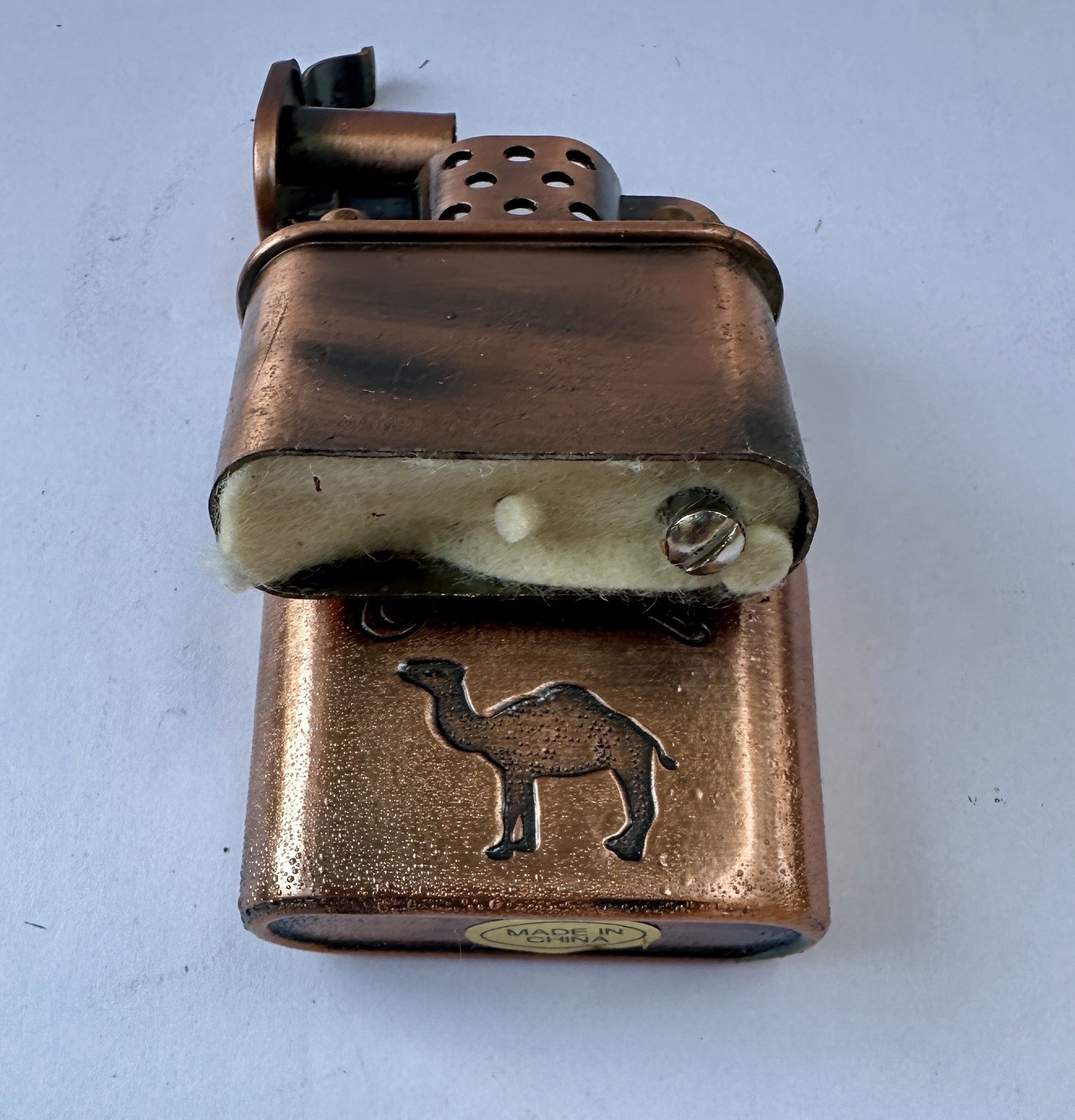 VTG 90s Camel Copper Finish Refillable Lighter Cigarettes NIB NOS