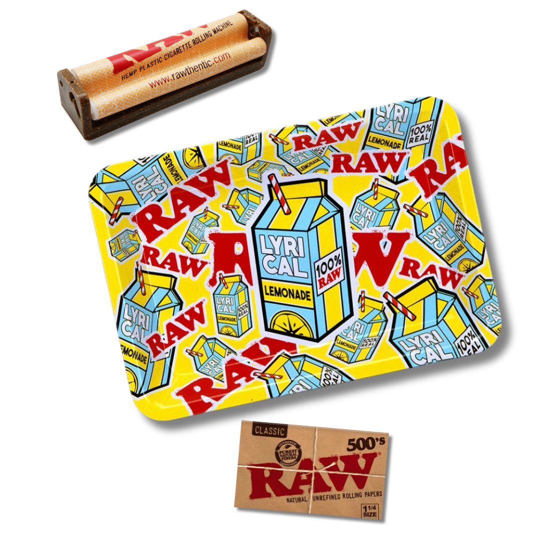 RAW x Lyrical Lemonade Tray + RAW 500’s Classic Rolling Paper + RAW 79mm Roller