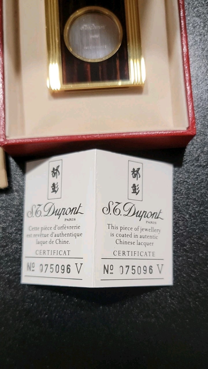 Vintage S.T. Dupont Brown Lacquer & Gold Guillotine Cigar Cutter