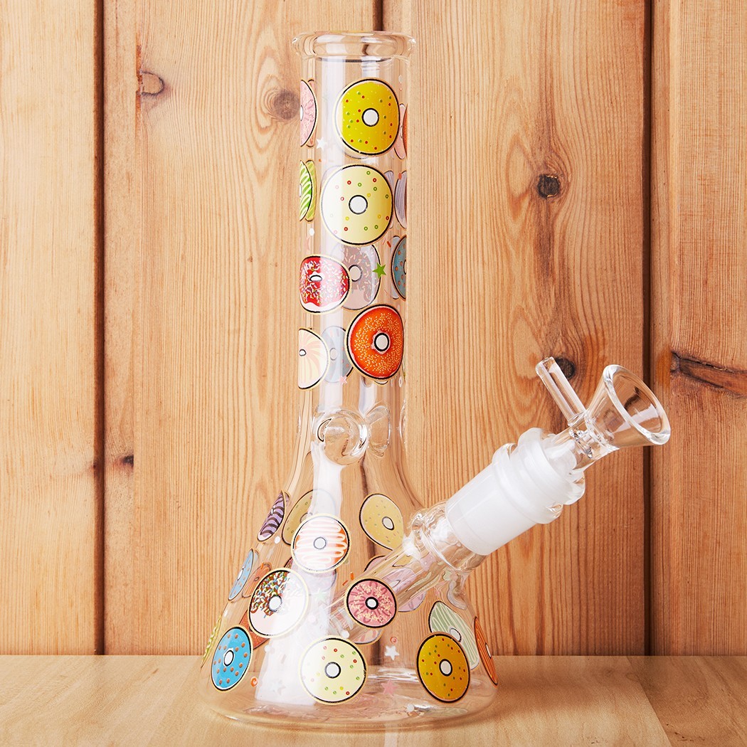 7.8″ Donut Fluorescent Glass Bong Glass Water Pipe Smoking Tobacco Beaker 14MM