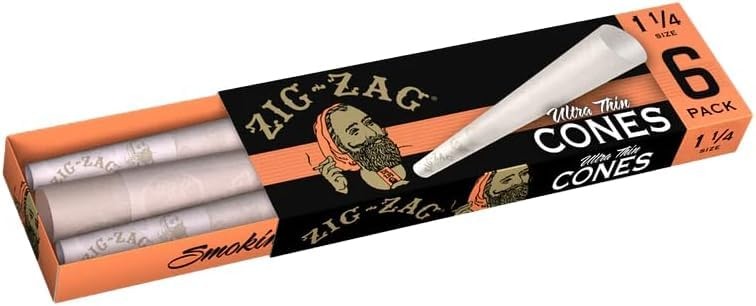 ZIG-ZAG Pre Rolled Cones 1 1/4 Size Ultra Thin 36-Pack (216 Cones), Natural