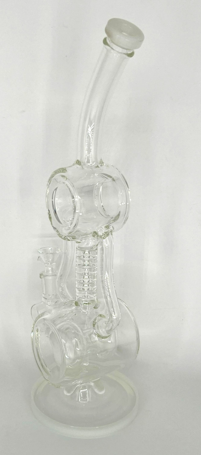 14″BIG SMOKING RECYCLER COIL & PERC BONG-14MM BOWL-2 LBS THICK GLASS-2FREE GIFTS