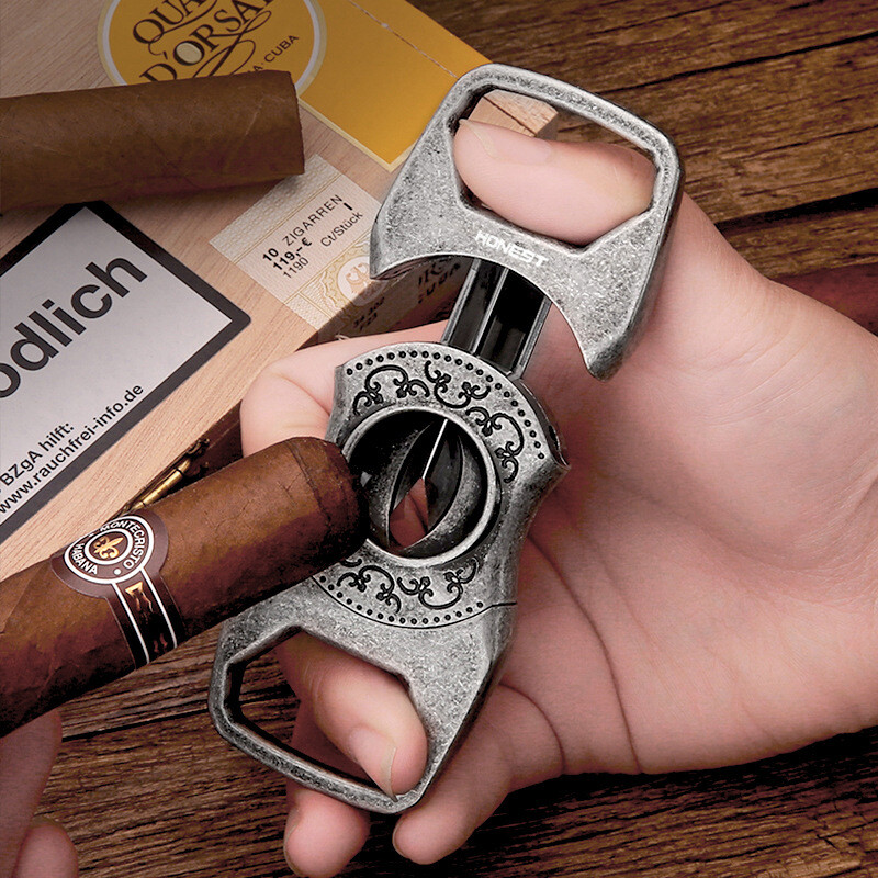 Vintage Stainless Steel Cigar Cutter 23MM V-Cut Premium Guillotine Cigar Tool