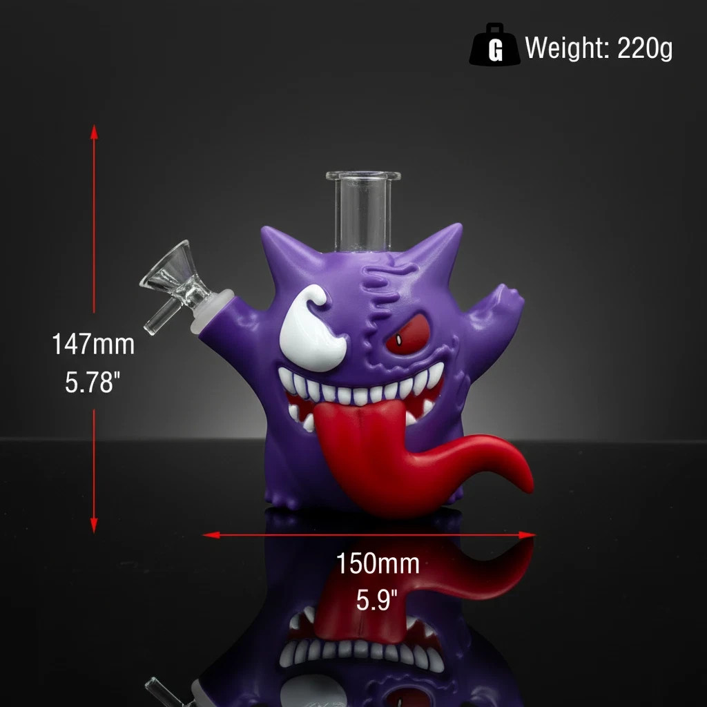6” Purple Ghost Monster Silicone Glass Bong Hookah Pipe