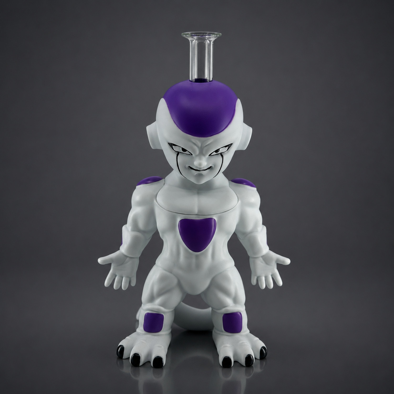 9″ White Purple Alien Overlord Silicone Bong Water Pipe Collectible 14mm Bowl
