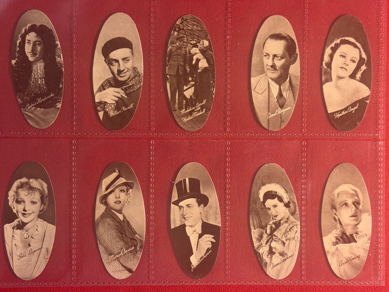 1934 CARRERAS FILM STARS OVALS-FULL 72 CARD SET-MARX BROS-LAUREL+HARDY+ VG+EX-MT