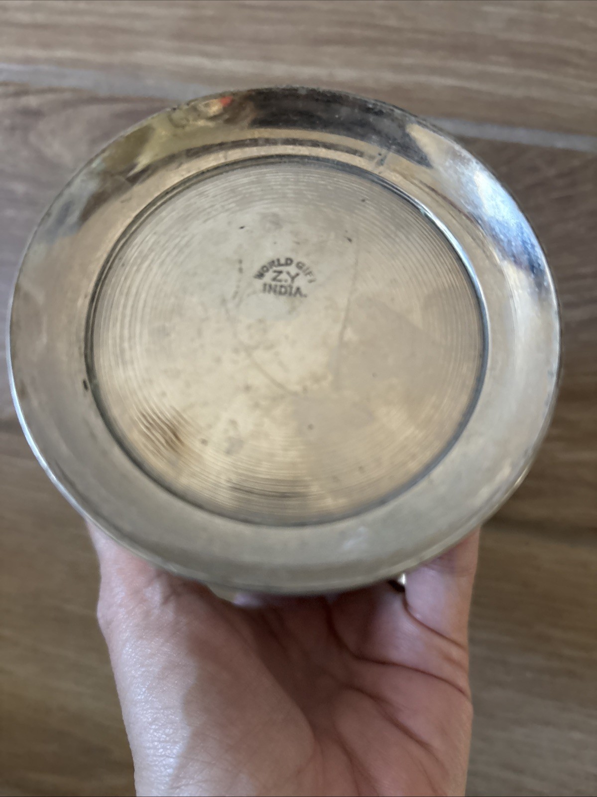 World Gift ZY India Silver Cup Etched Design 6″