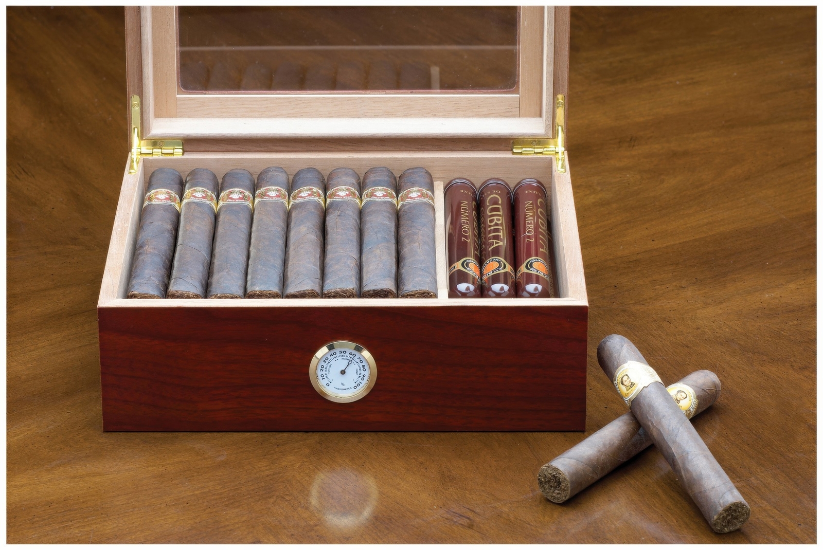 Prestige Import Group Chalet Glasstop Cherry Cigar Humidor (FAST FREE SHIPPING)