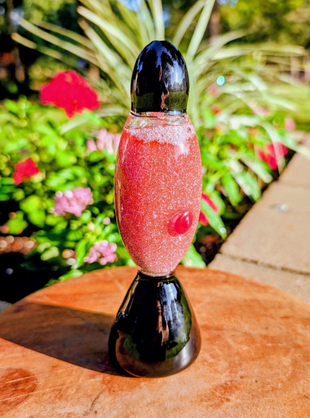 Glass Lava Lamp Tobacco Pipe 4.5″ Freezable Glycerin Glitter Hand Art- Pristin