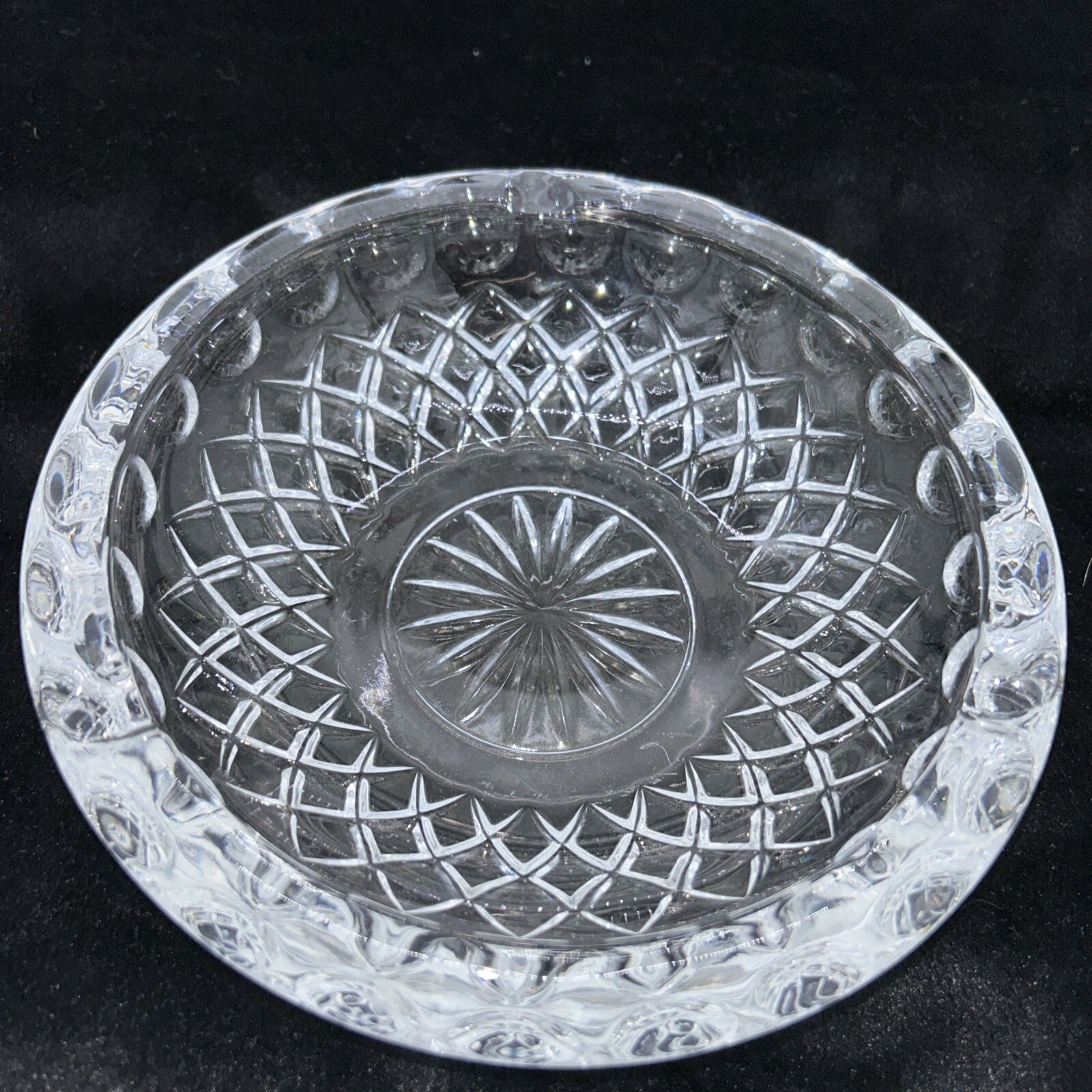Vintage Princess House Highlights lead crystal 7″ ashtray #868.Star Dot 3-slot
