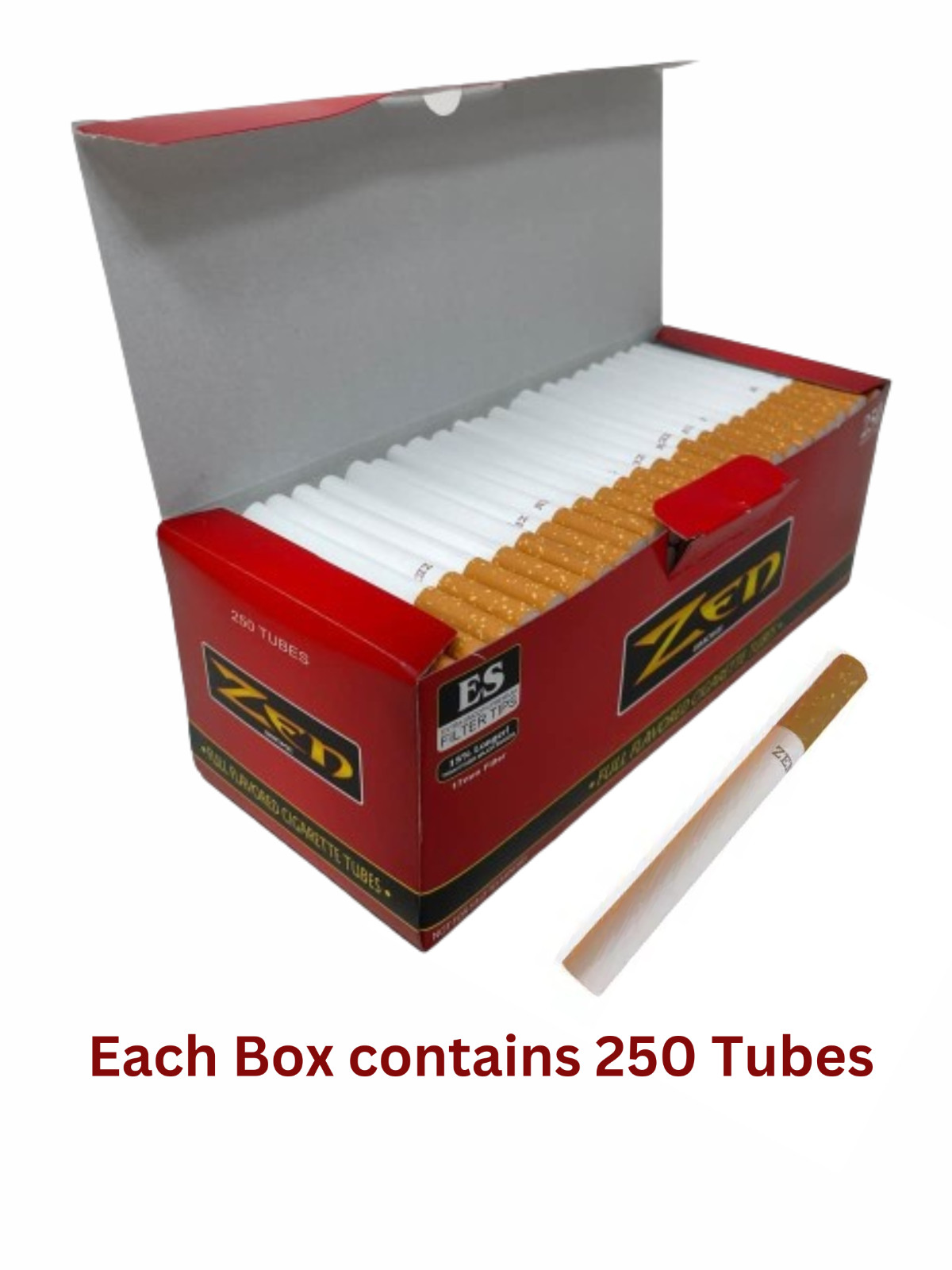 Zen King Size Full Flavor Tubes 250 Count [10-Boxes] 2500 Total Tubes