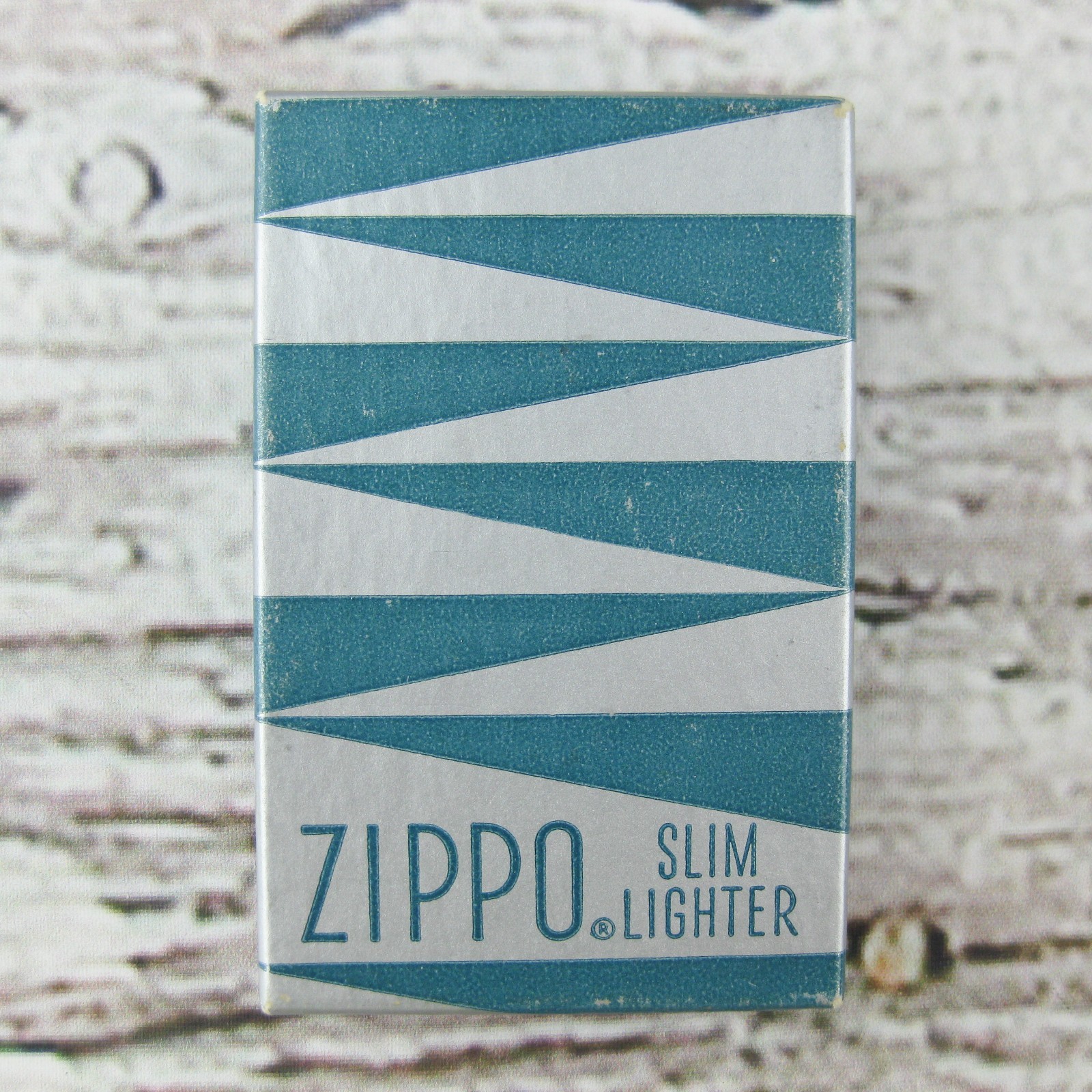 Vintage 1960 Zippo Monogram Slim Lighter with Green Silver Box & Insert
