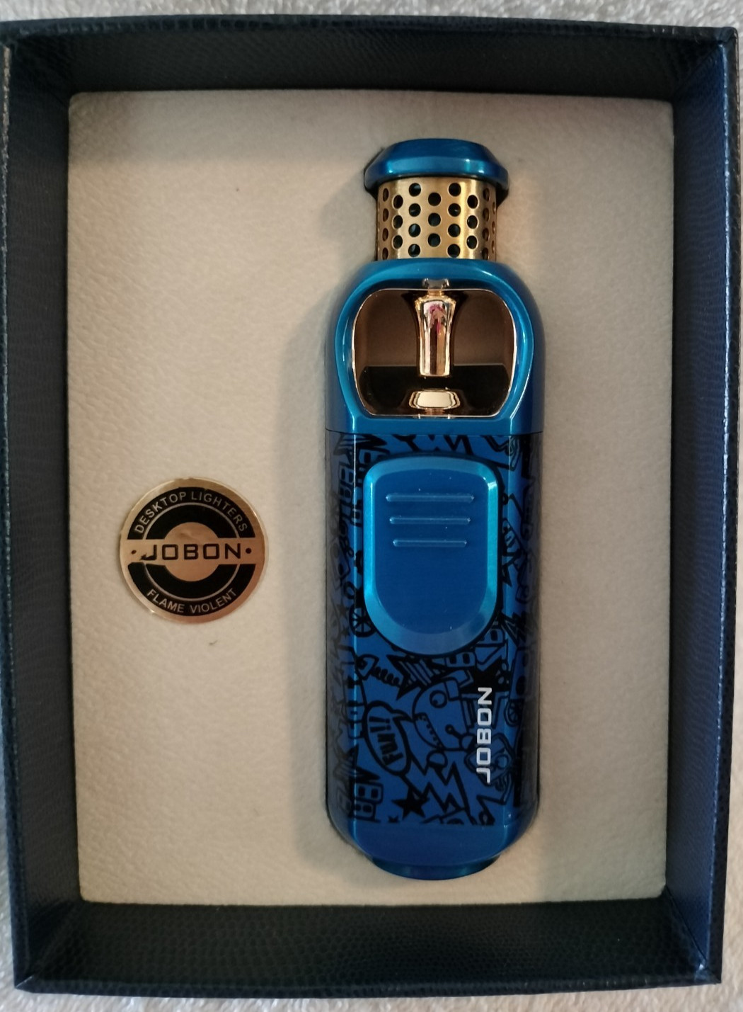 Brand NEW Jobon Smoking Blue/Gold Lighter