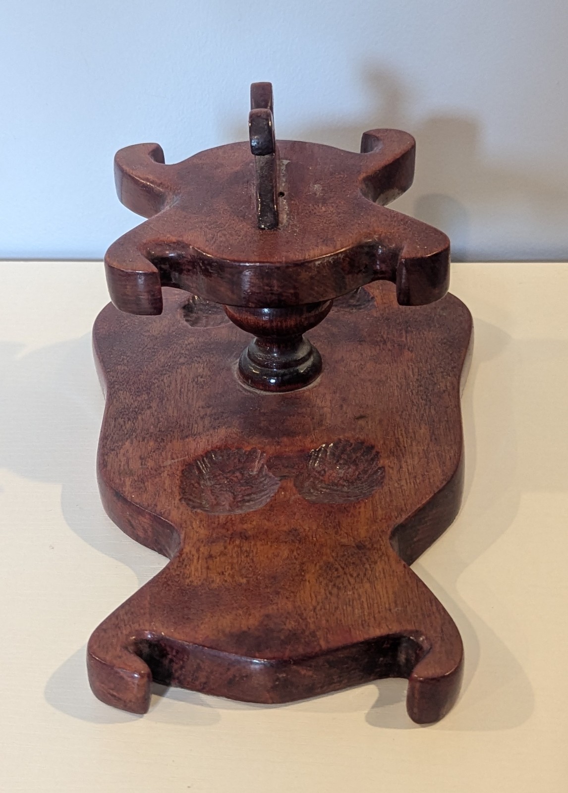 Wooden Tobacco Pipe Rack 4 Holders & Italian Briar Bull Pipe Carved Buffalo Head