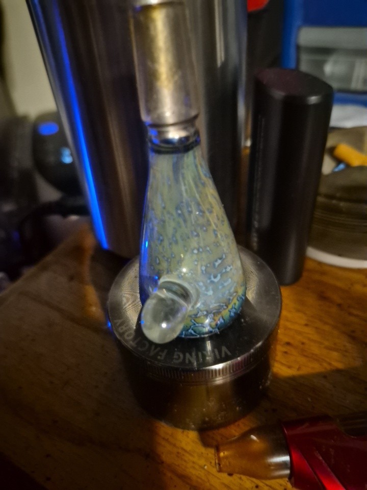Decorative Smoking Pipe Part Bowl/Mouthpiece Stem – Silver & Blue Metal