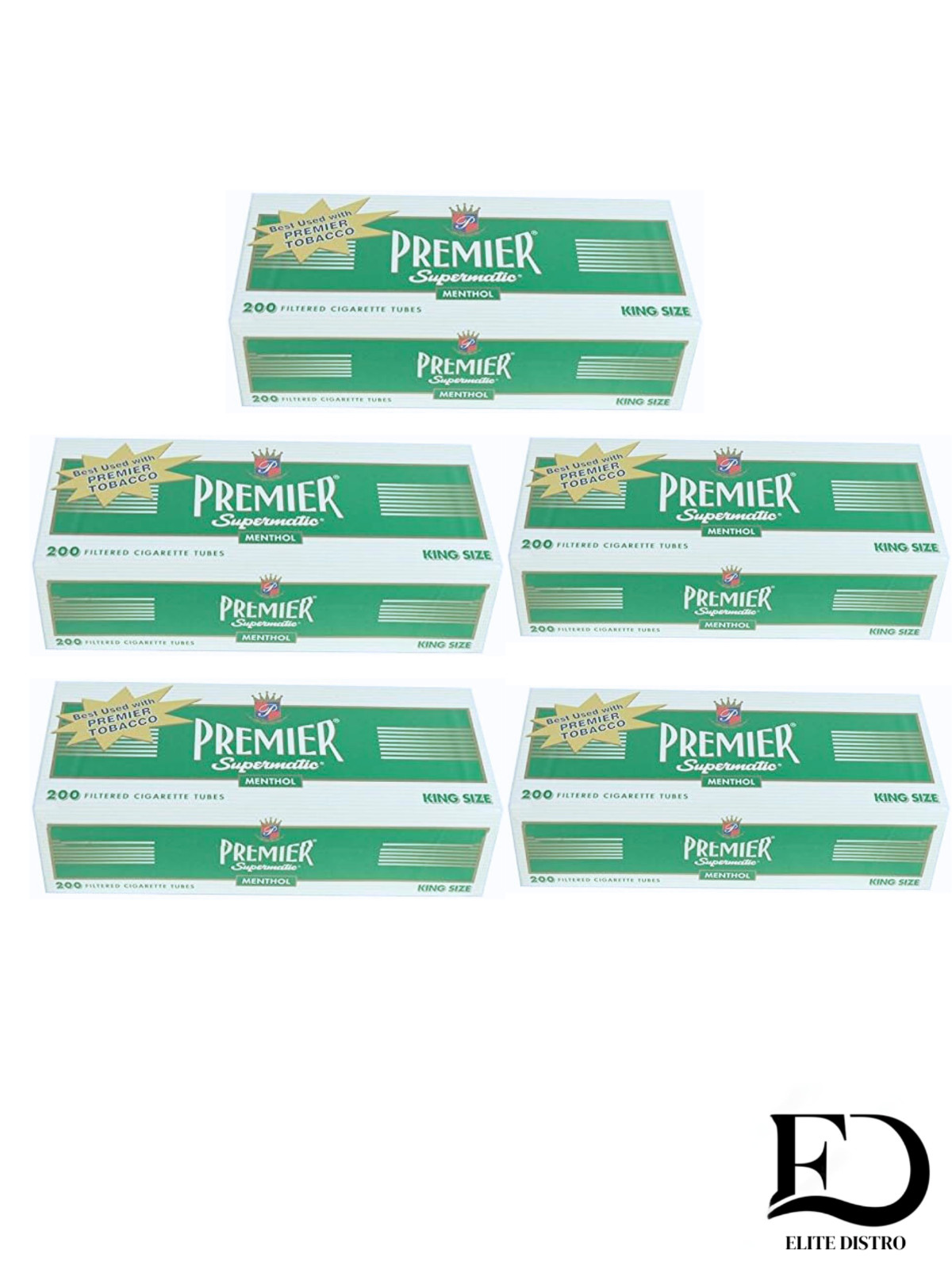 Premier Menthol King Size Filtered Tubes (200ct/Box) – (Pack of 10)