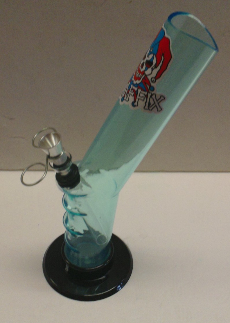 GRAFFIX 10″ ACRYLIC PLASTIC SLANTED HAND GRIP WATER PIPE BONG PULL CARB 1.5M LBL