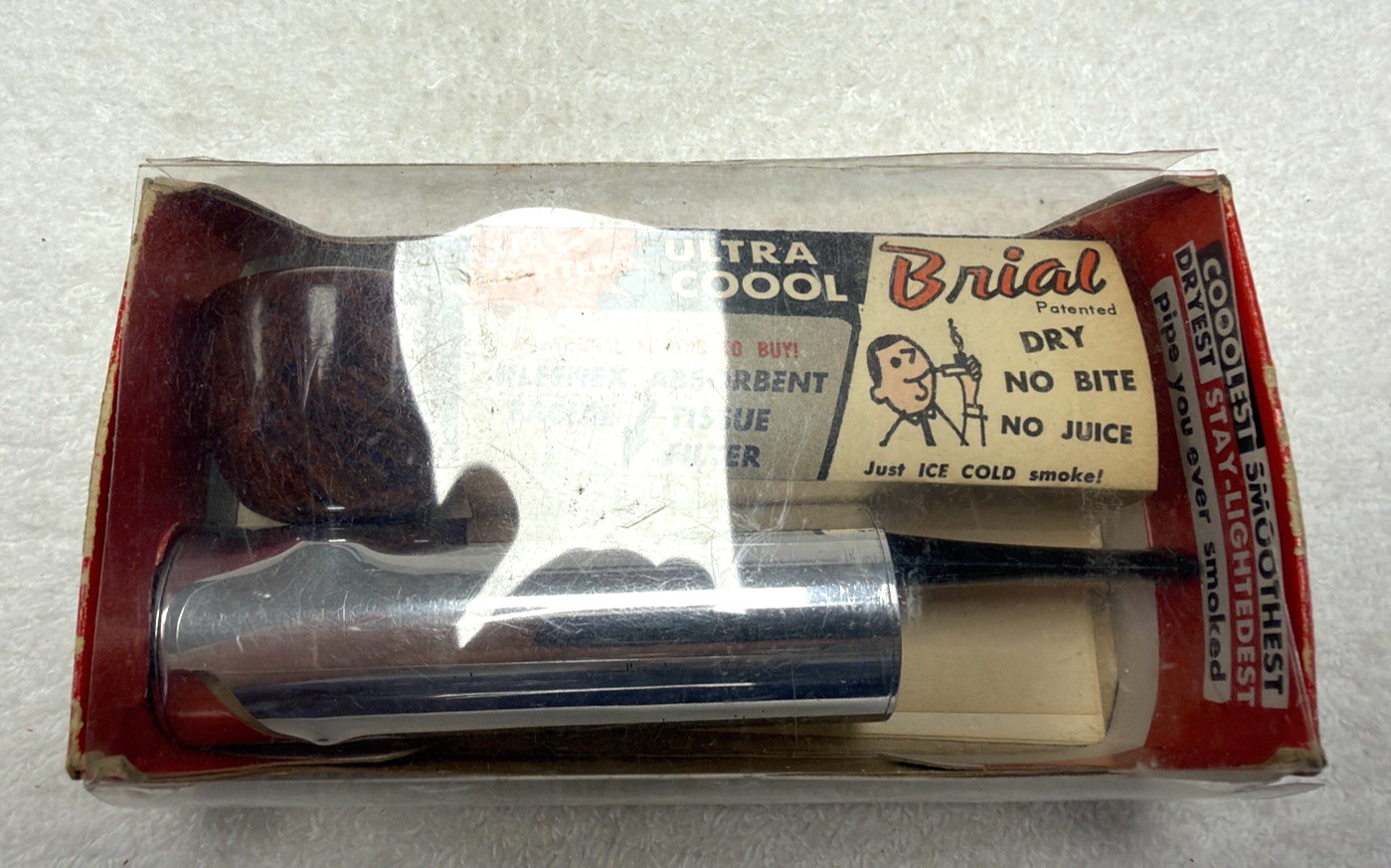 BRIAL “FANTASTICALLY COOOL” Aluminum Pipe w Smooth Briar Bowl, In Box, Pamphlet
