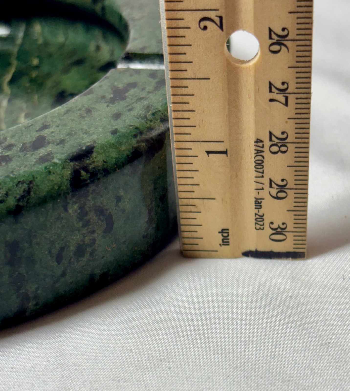 Green Marble Carved Stone Round Cigarette Ashtray Vintage Heavy MCM 6”