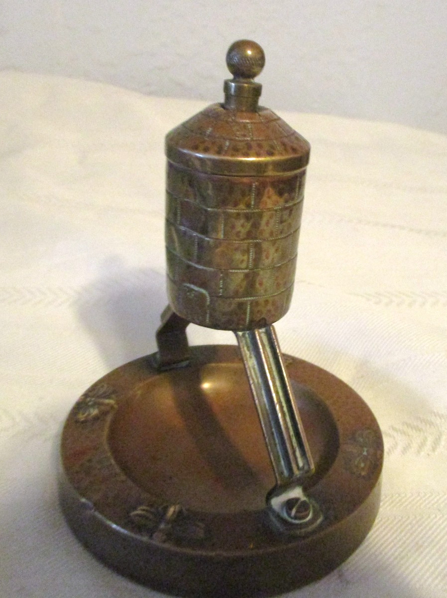 1930s “MUHLEX TABLE STRIKER LIGHTER ART DECO BRASS