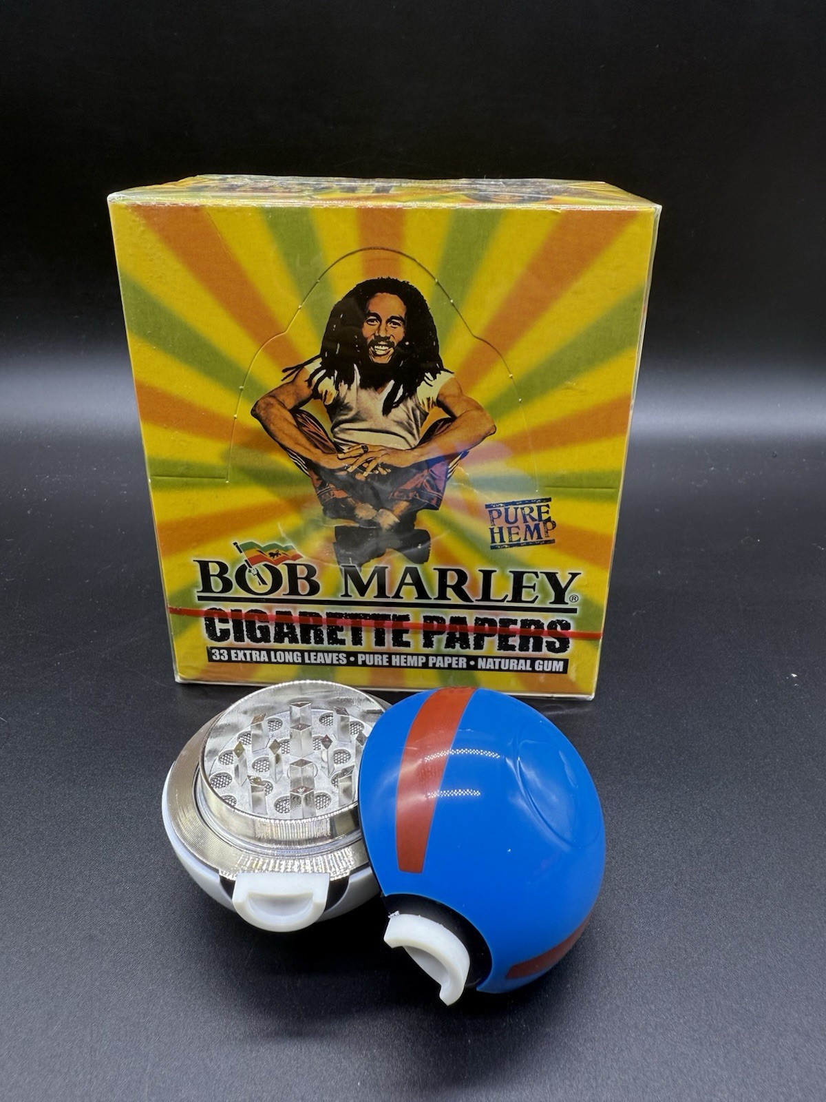 Bob Marley Pure Hemp Classic King Size Rolling Papers 50 Books W/Metal Grinder