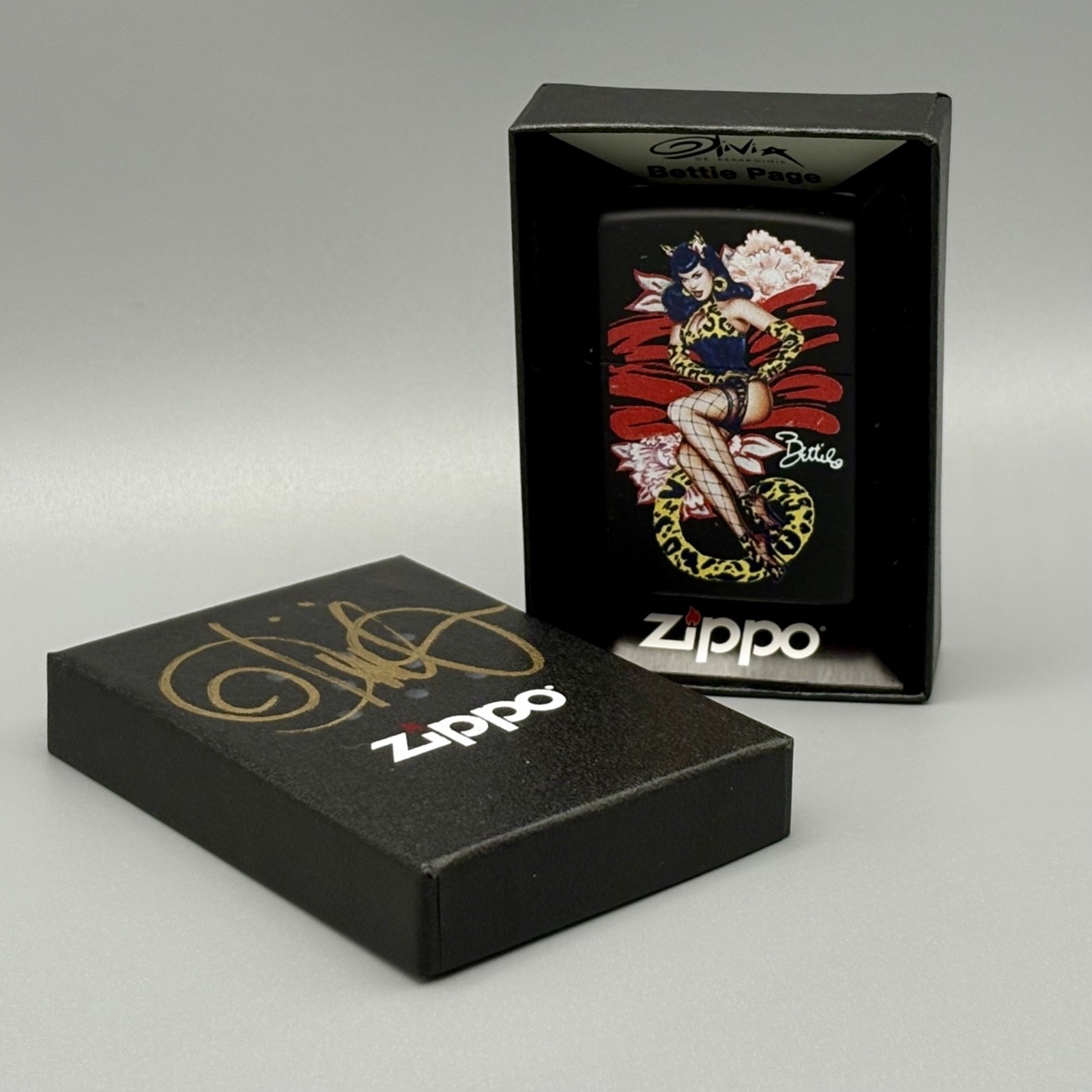 Olivia Zippo Bettie Page “Tattoo Flash” with Signed Box