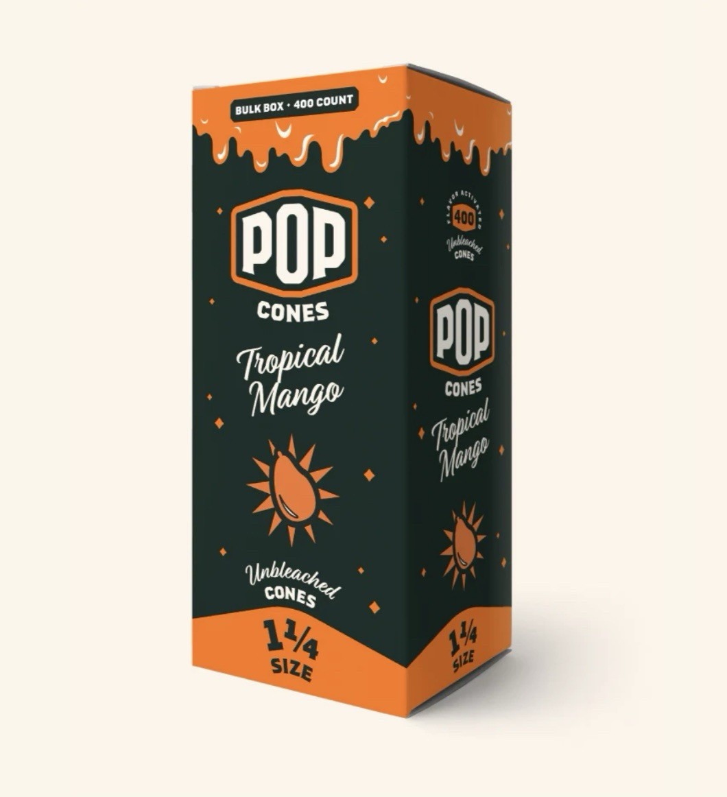 POP Cones – Tropical Mango – Unbleached Cones – 1 1/4 – Case Of 400