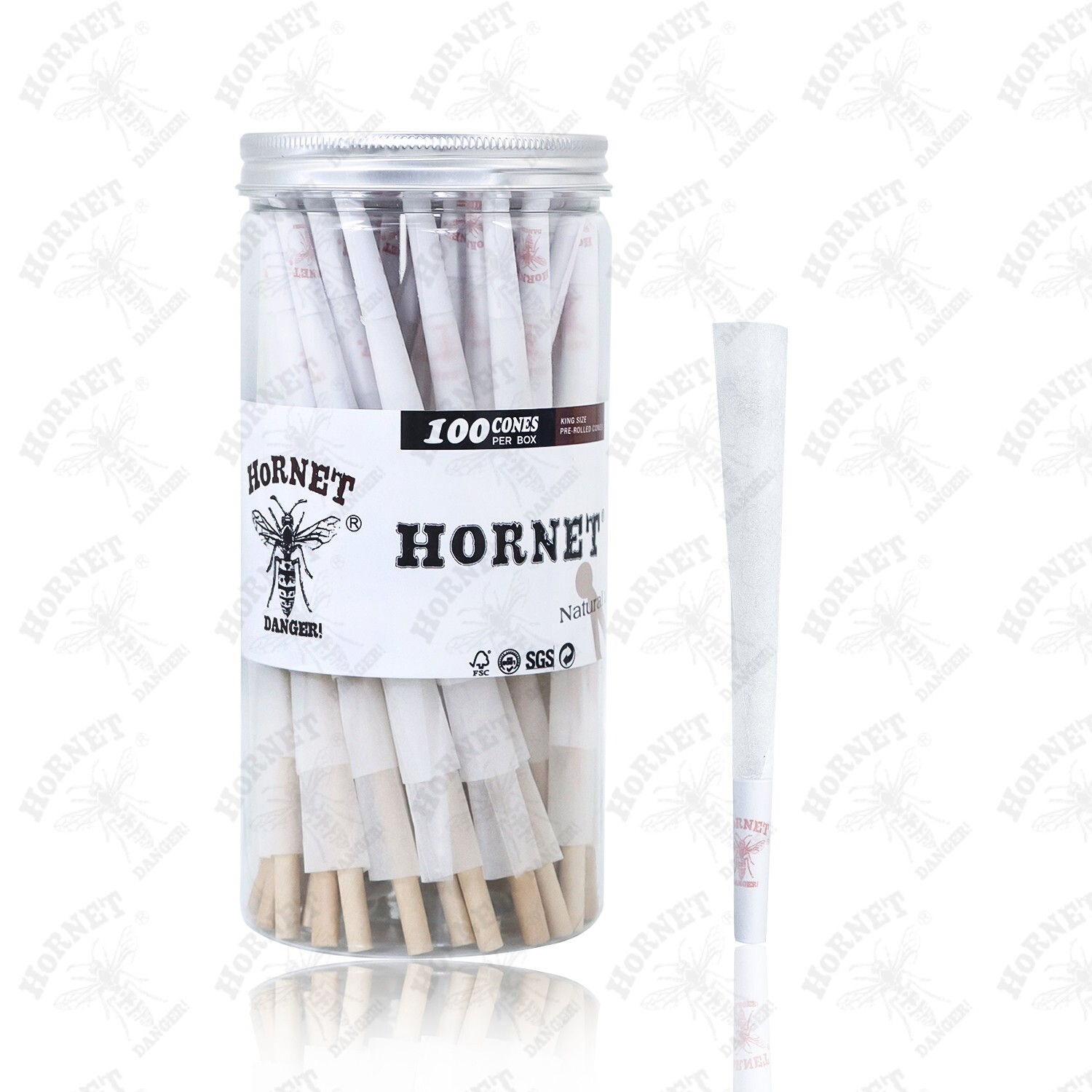 Hornet White Slow Burn King Size 100 Cones-Pre Rolled Cones with Filter Tips
