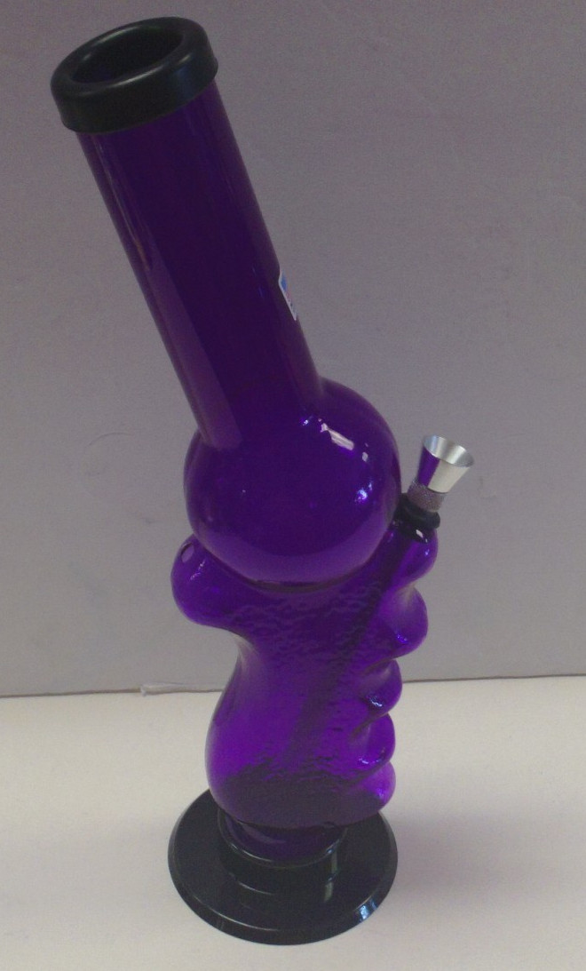12″ ACRYLIC PLASTIC HANDGRIP BUBBLE WATER PIPE BONG HOOKAH THUMB CARB 1.5″M PURP