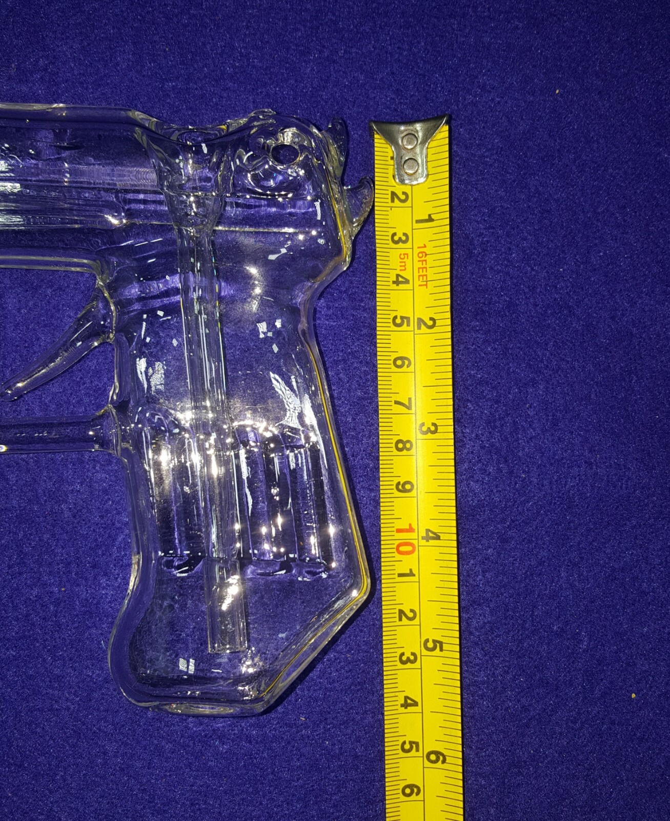 Pistol/Gun shaped Glass bubbler tobacco pipe Blue Only