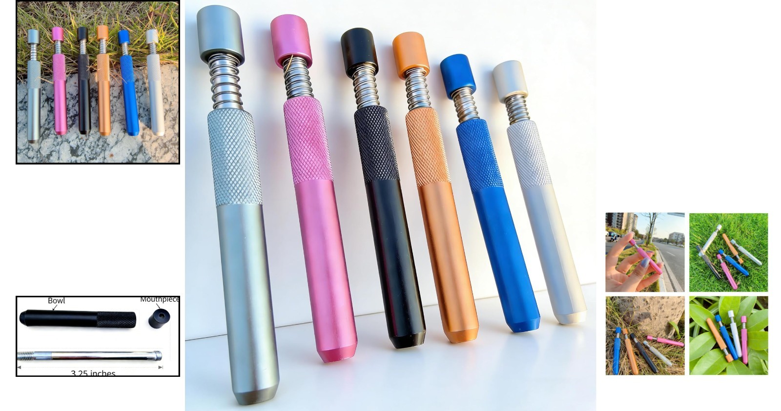 Portable 6-Piece One Hitter Set – Durable Metal with Fade-Resistant Colors