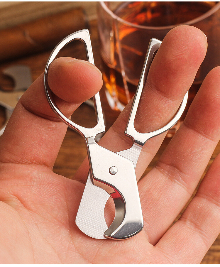 Portable Silver Cigar Scissors Cutter Stainless Steel Accessorie Gift Cigar Tool