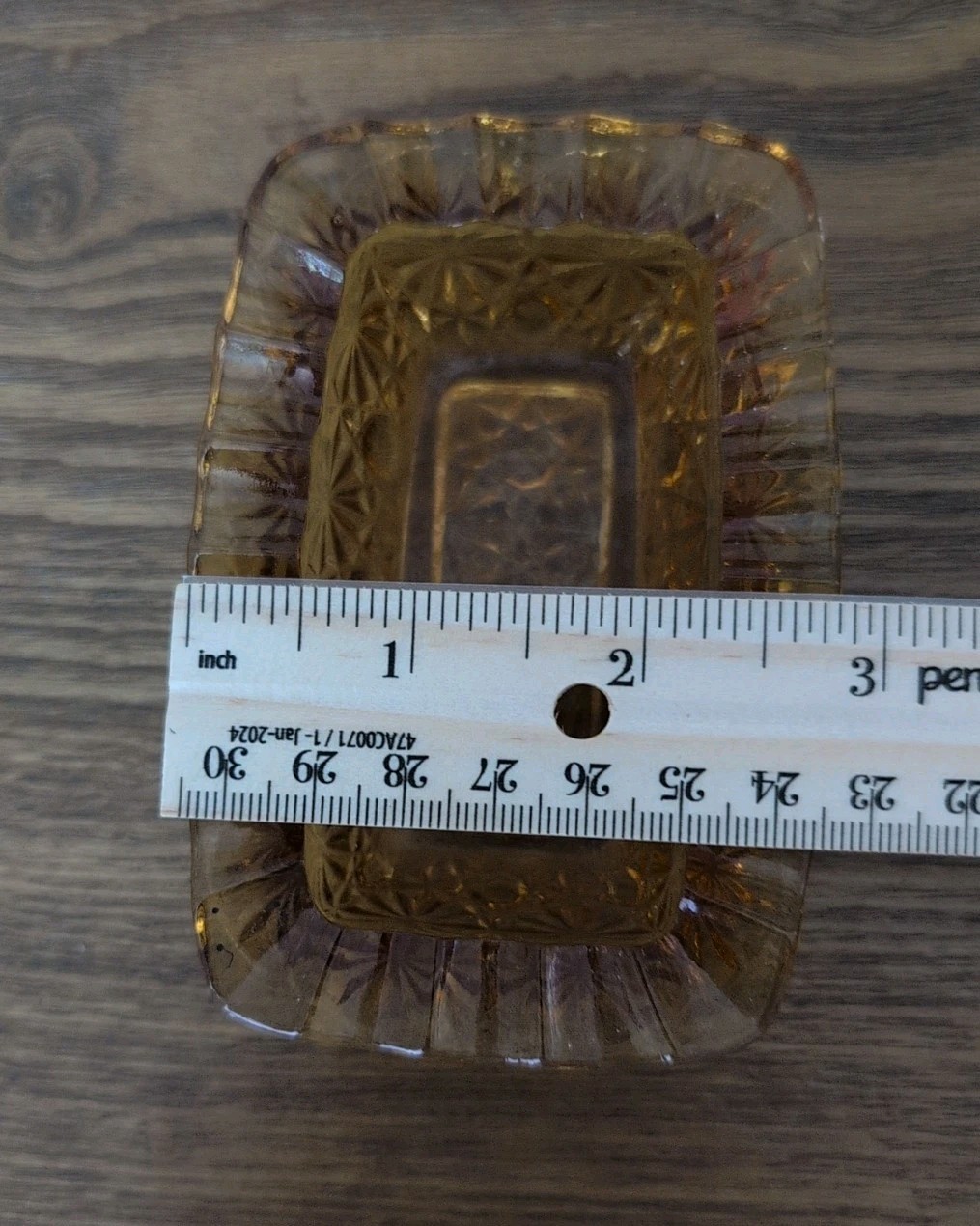 Vintage LE Smith Amber Daisy & Button Carnival Glass Ashtray 🚬