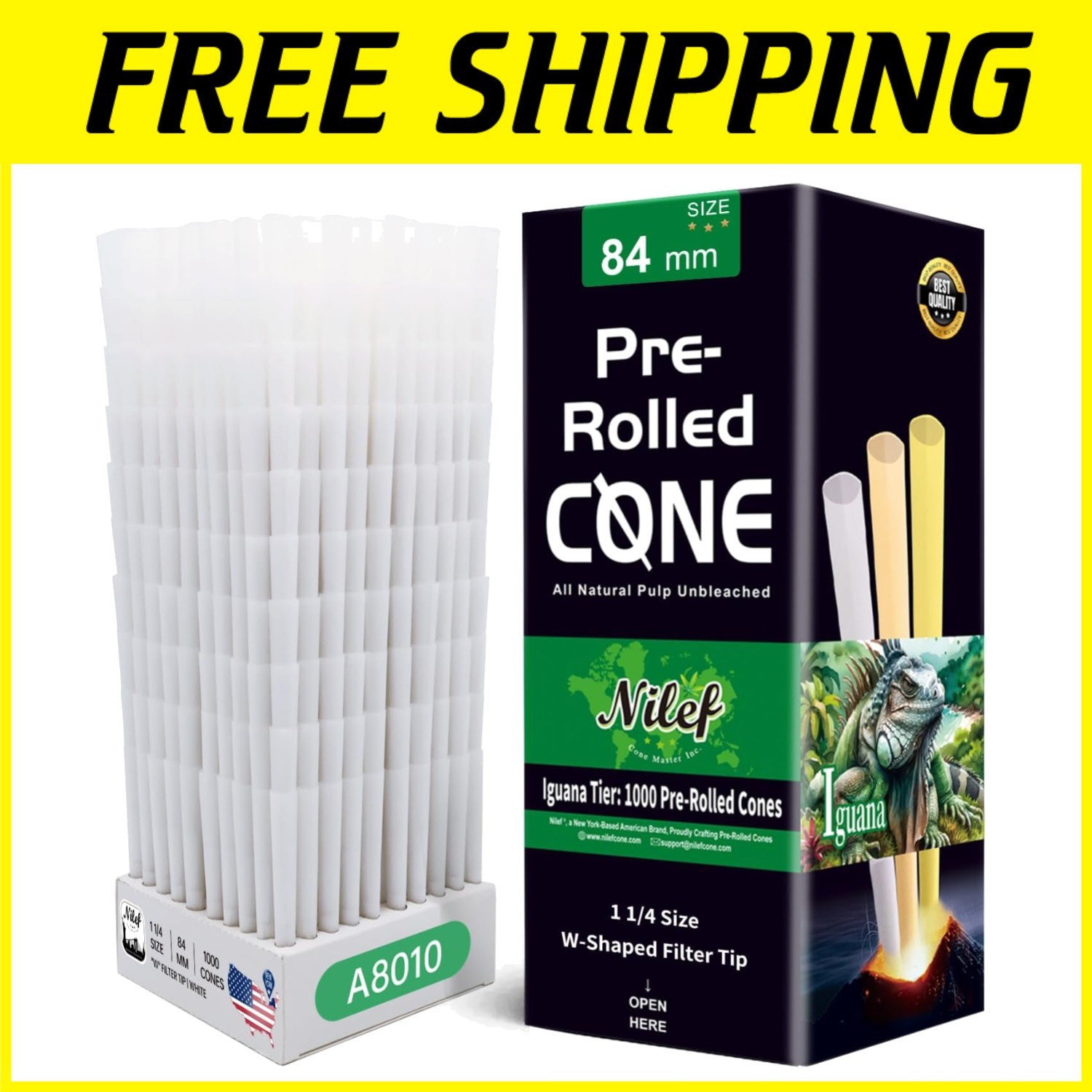 Bulk Cones 1000 Pack | 1 1/4 Size 84mm/26mm | W Filter Tips
