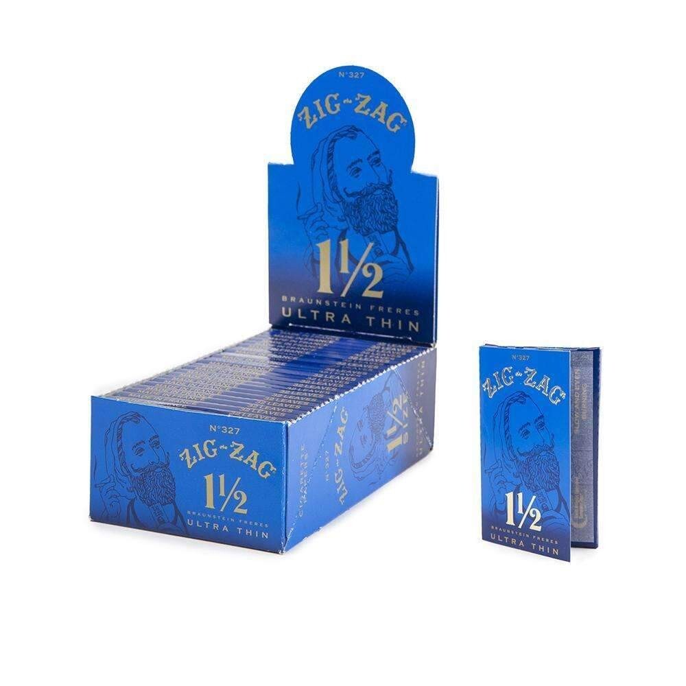 👀✨FULL BOX OF ZIG-ZAG ROLLING PAPERS 1 1/2 SIZE BLUE ULTRA THIN ✨24 BOOKLETS
