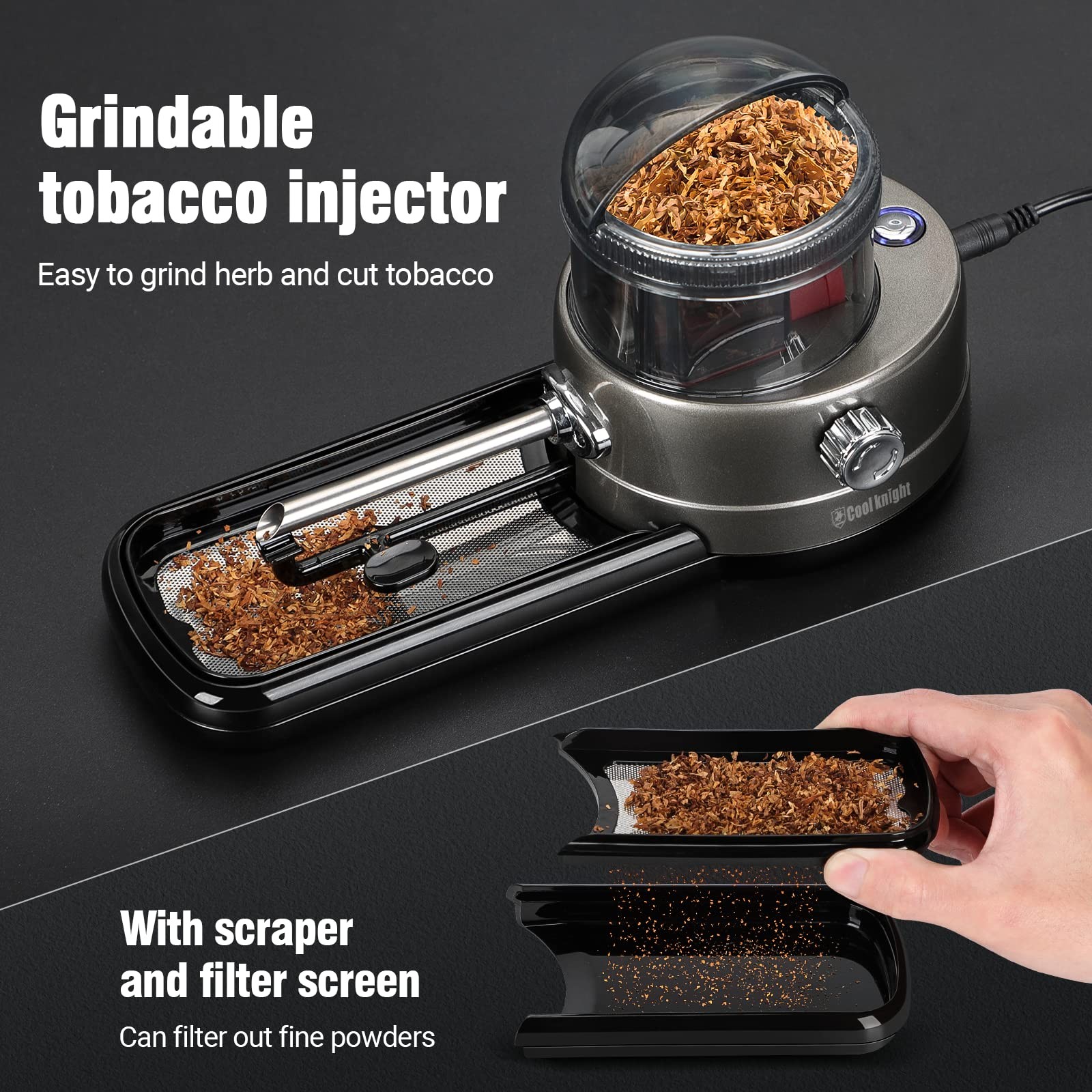 Electric Cigarette Rolling Machine Portable Tobacco Injector Machine Can Grind