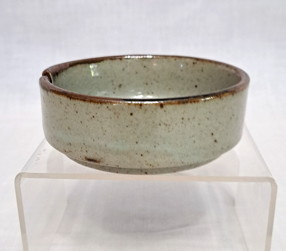 Vintage Otagiri OMC Japanese Glazed Stoneware Ashtray Speckled Beige Blue Floral